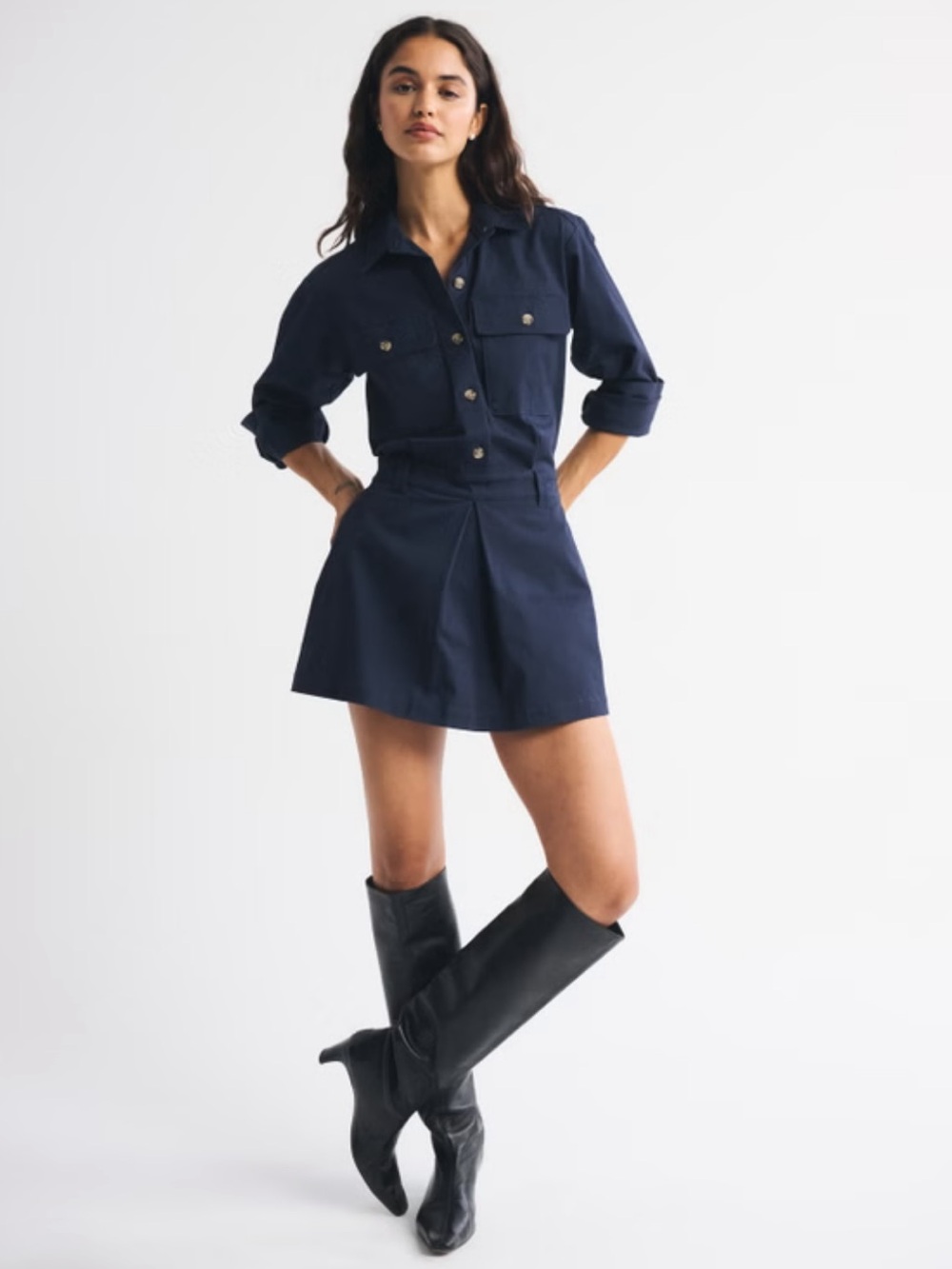 Abercrombie & Fitch Utility Skort Dress in Dark Indigo